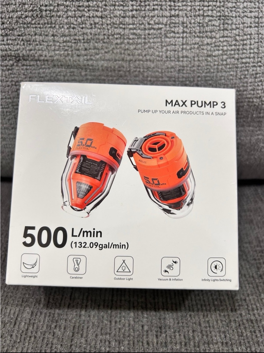 FLEXTAILGEAR Max Pump 3 Air Pump for Inflatables, 5Kpa Portable Air Pump, 500L/m
